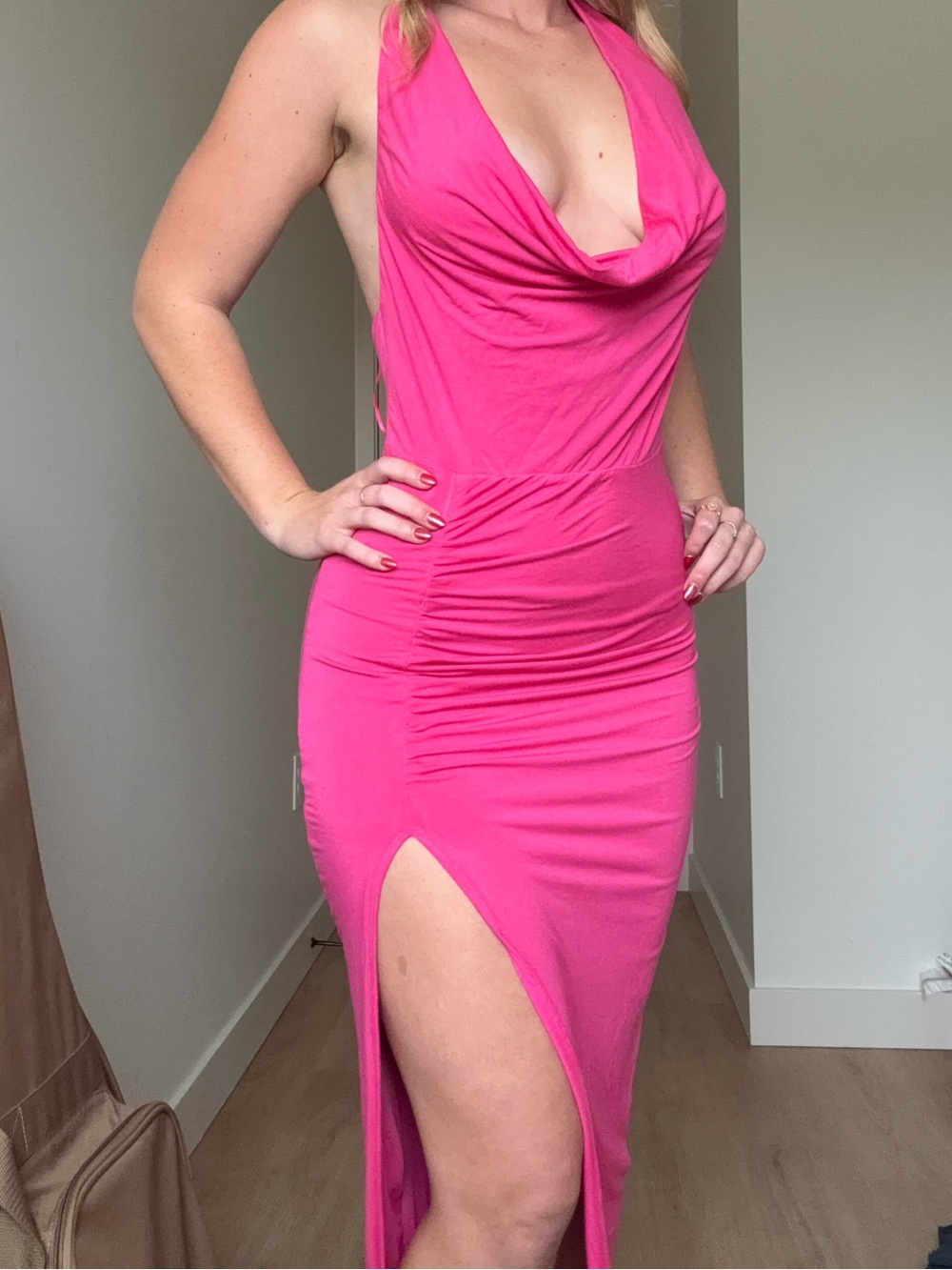 Super down Jade Halter Maxi Dress - Picture 3 of 3